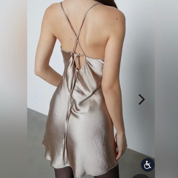 OAK + FORT Satin Cowl Neck Mini dress - Picture 3 of 4